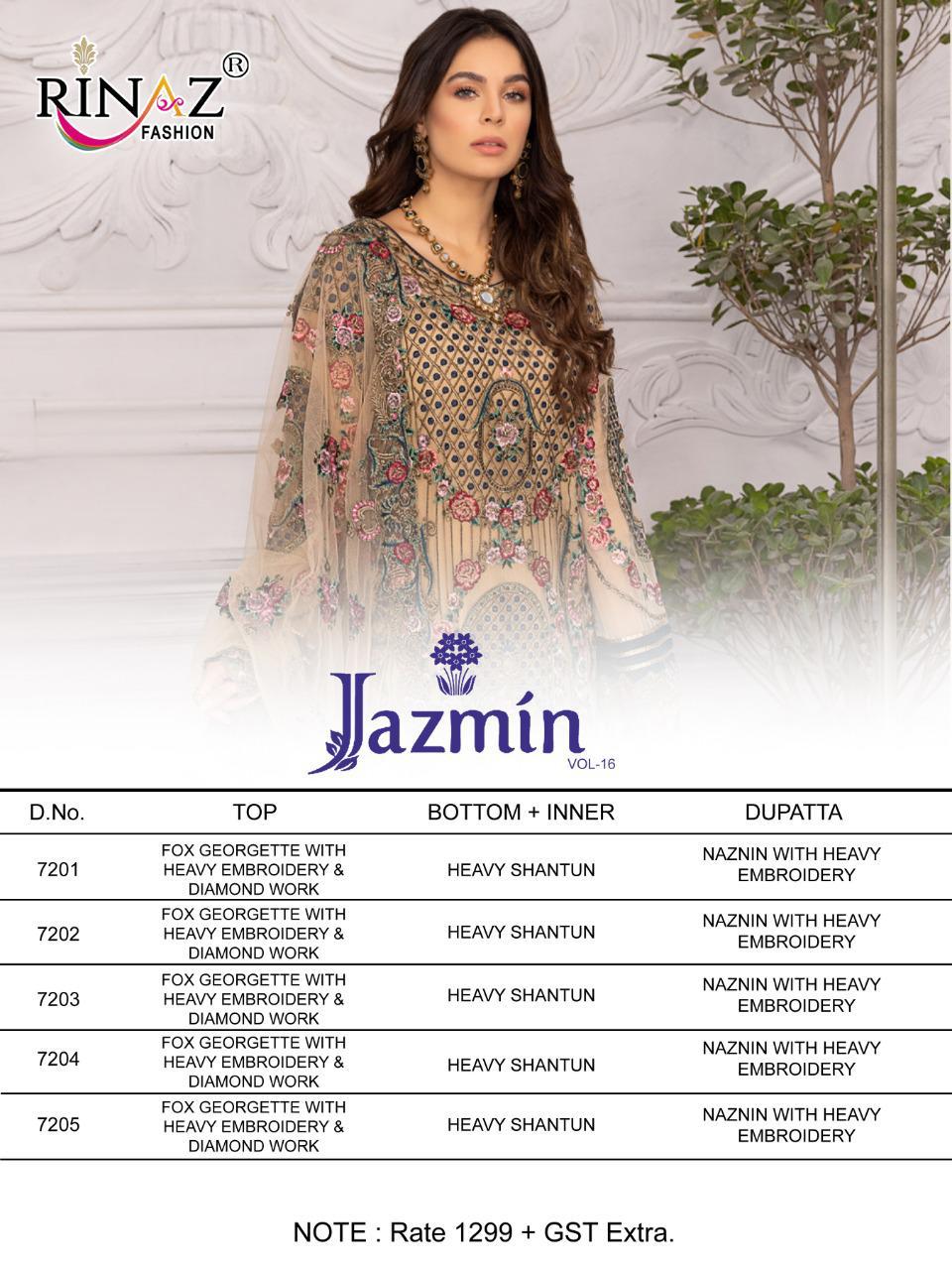 Rinaz Jazmin 16  Latest Fancy Designer Pakistani Salwar Suit Collection